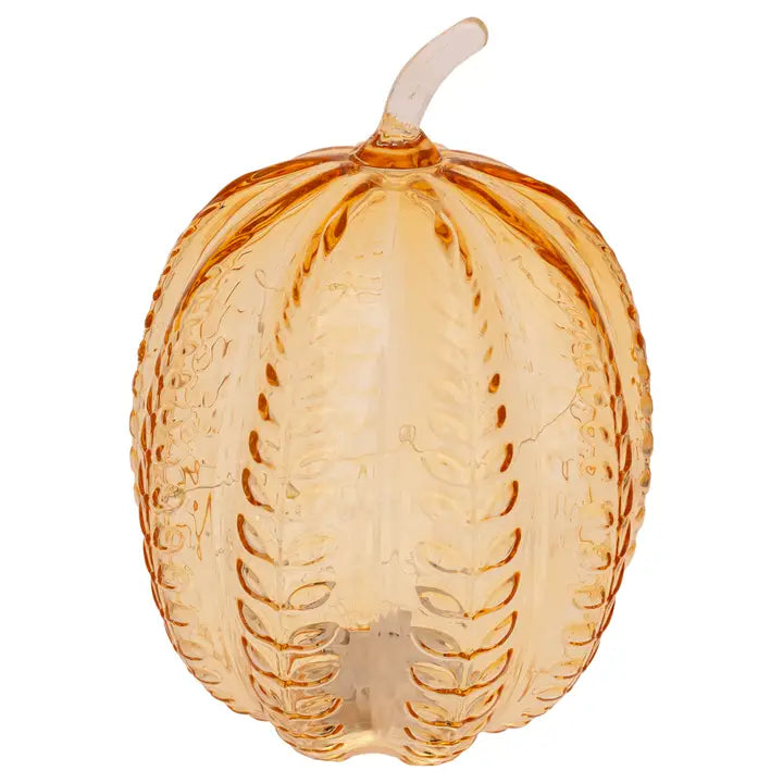 9.75" Wheat Embossed Glass Pumpkin