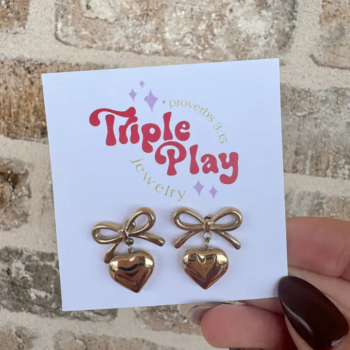 Bow & Heart Earrings
