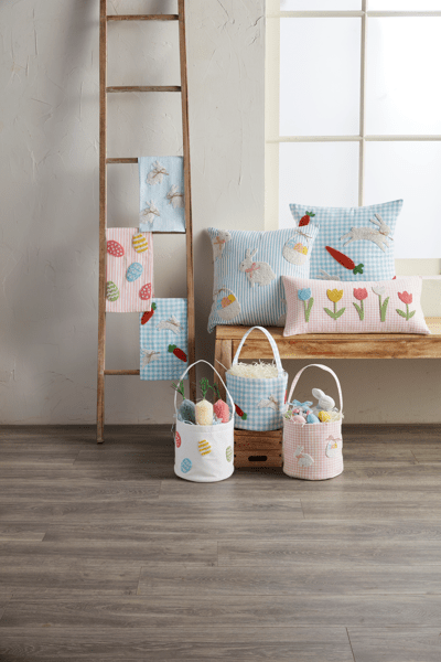 Bunny & Carrot Beaded Pillow