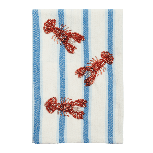 Stripe Lobster Beaded Towel