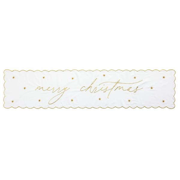 Gold Merry Christmas Table Runner
