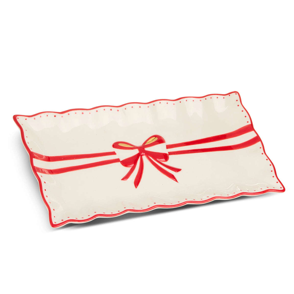 Red Bow Rectangle Plate