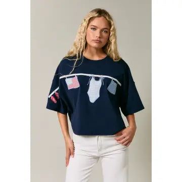 Americana Navy Crop Tee