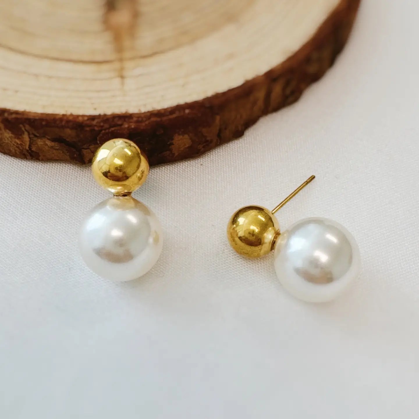 Ball & Pearl Stud Earrings