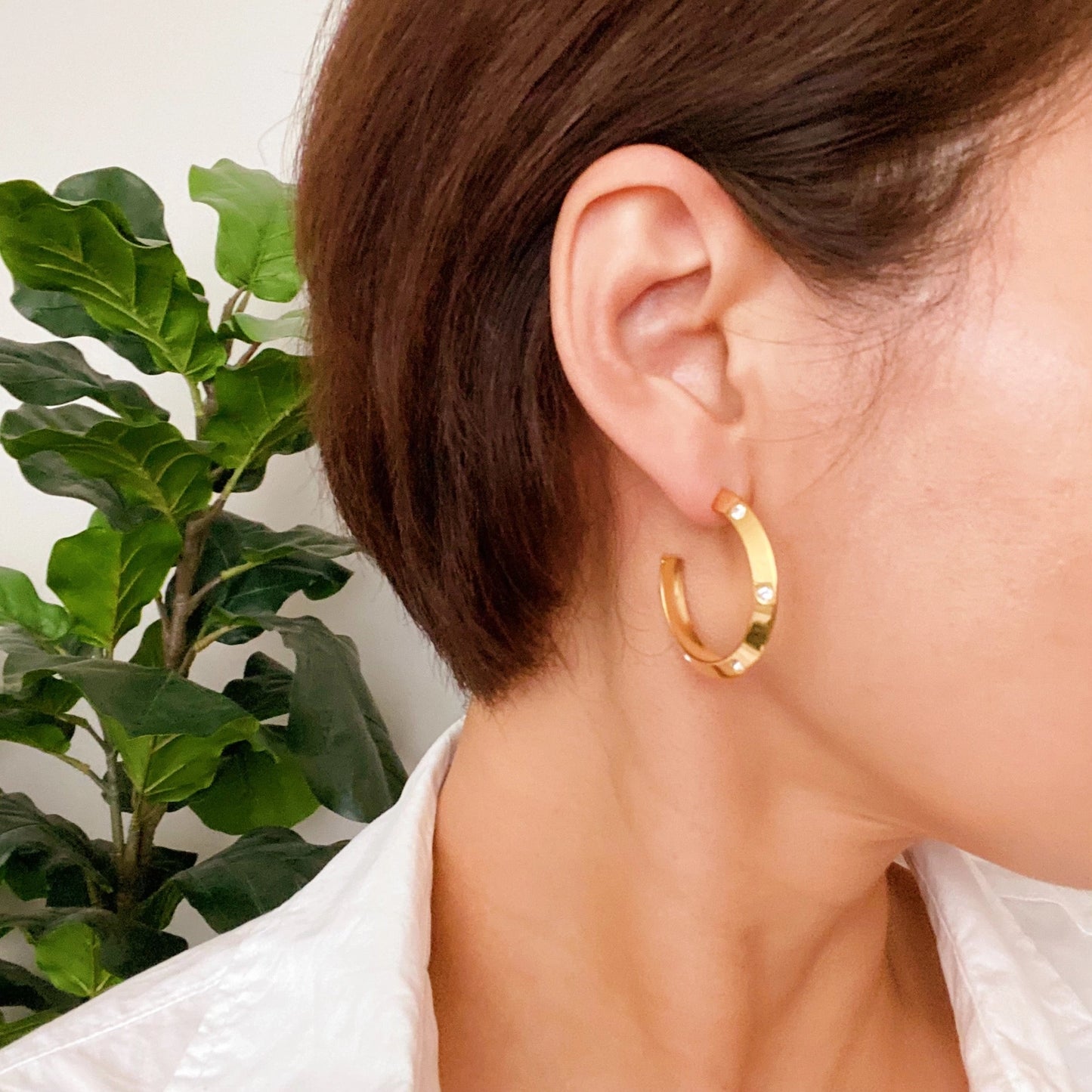 Jewel Studded Hoop Earrings
