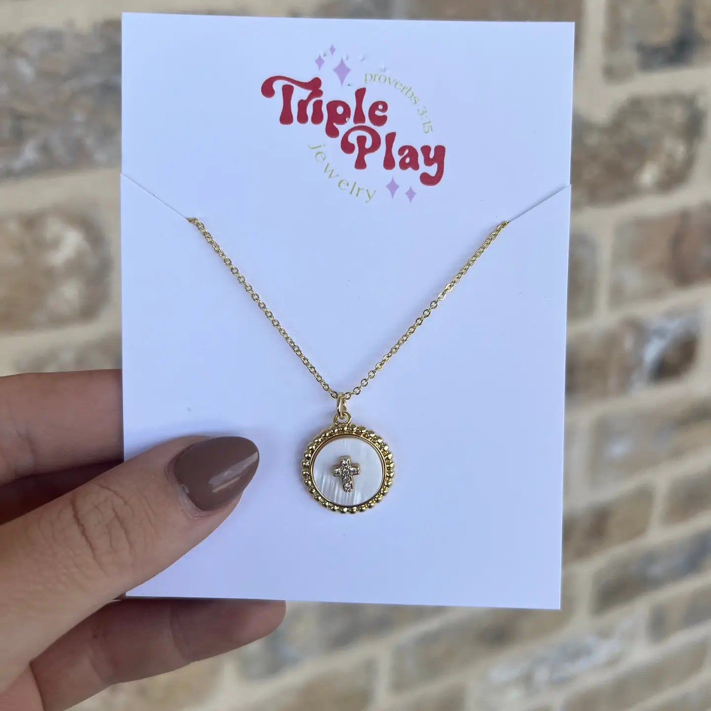 White Circle Cross Necklace