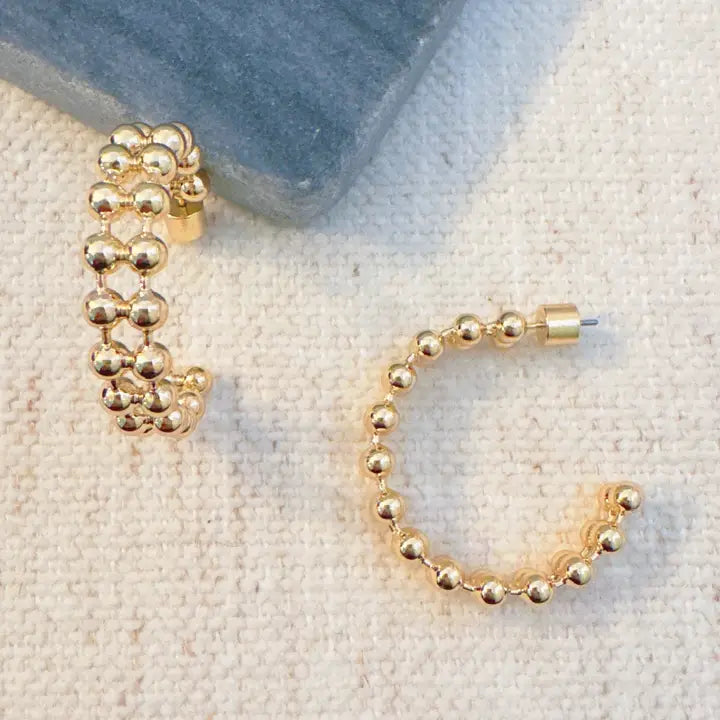 Double Ball Hoop Earrings