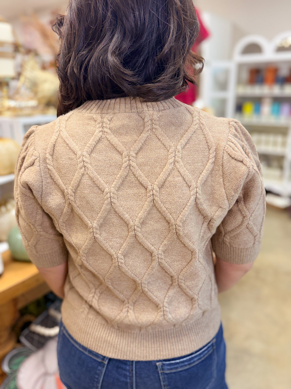 Oatmeal Diamond Knit Sweater