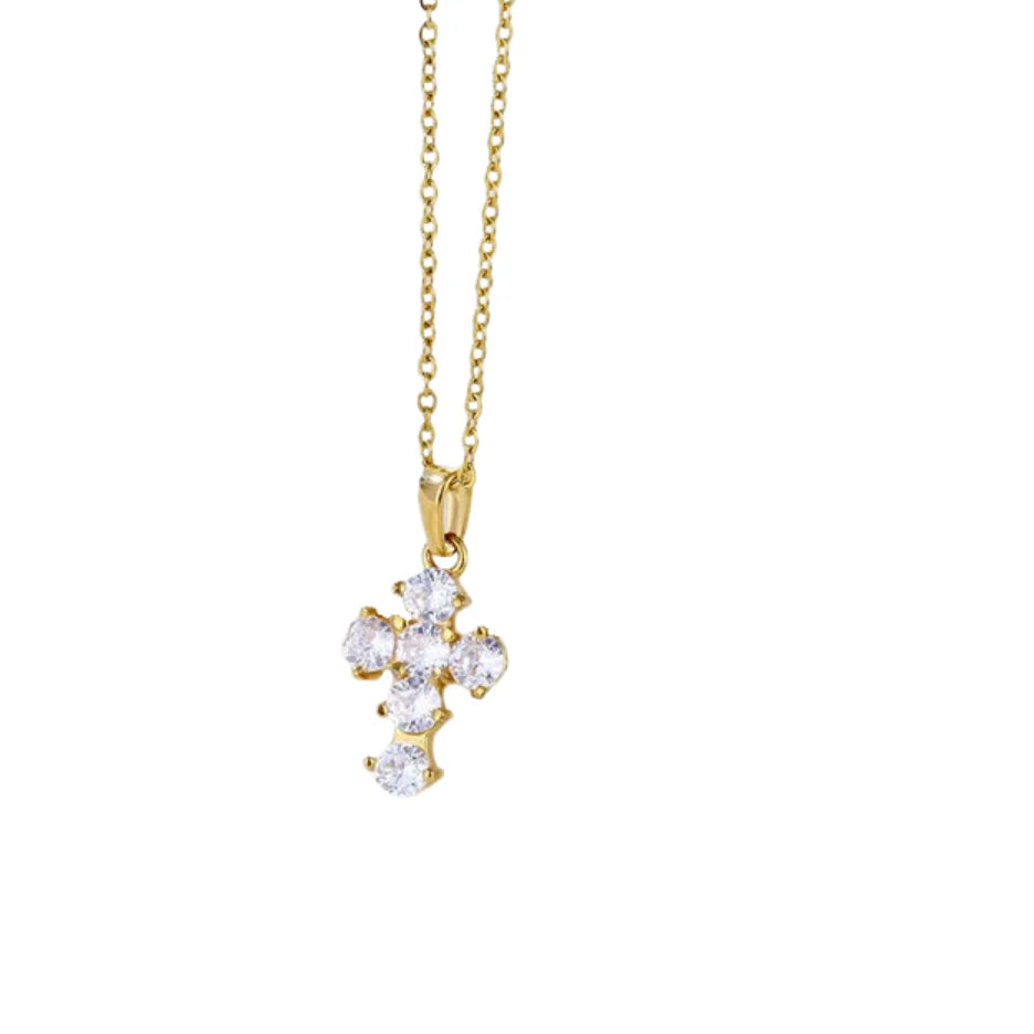 Diamond Simulated Cross Necklace