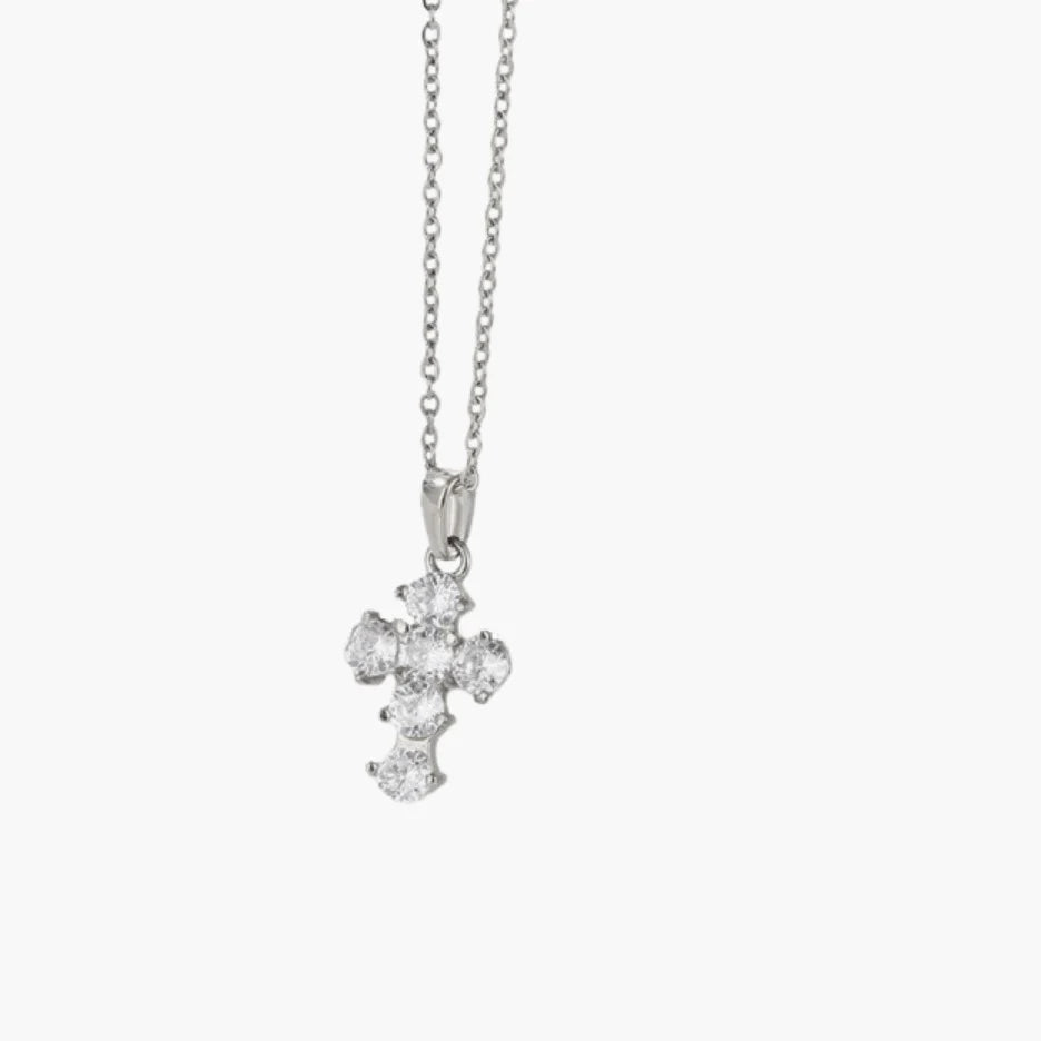 Diamond Simulated Cross Necklace