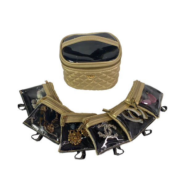 Getaway Jewelry Case Gold Quilted
