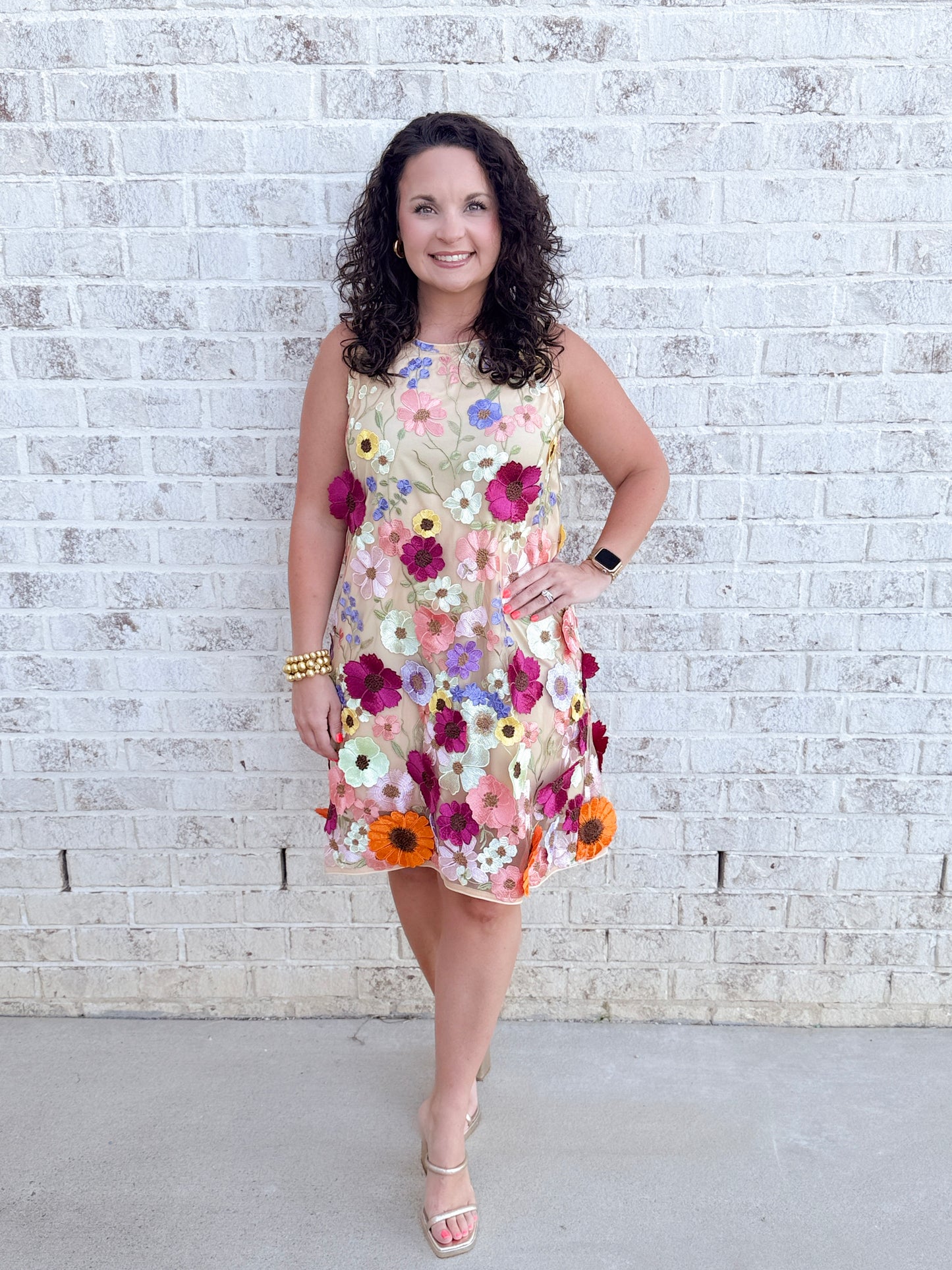 3D Floral Embroidered Dress