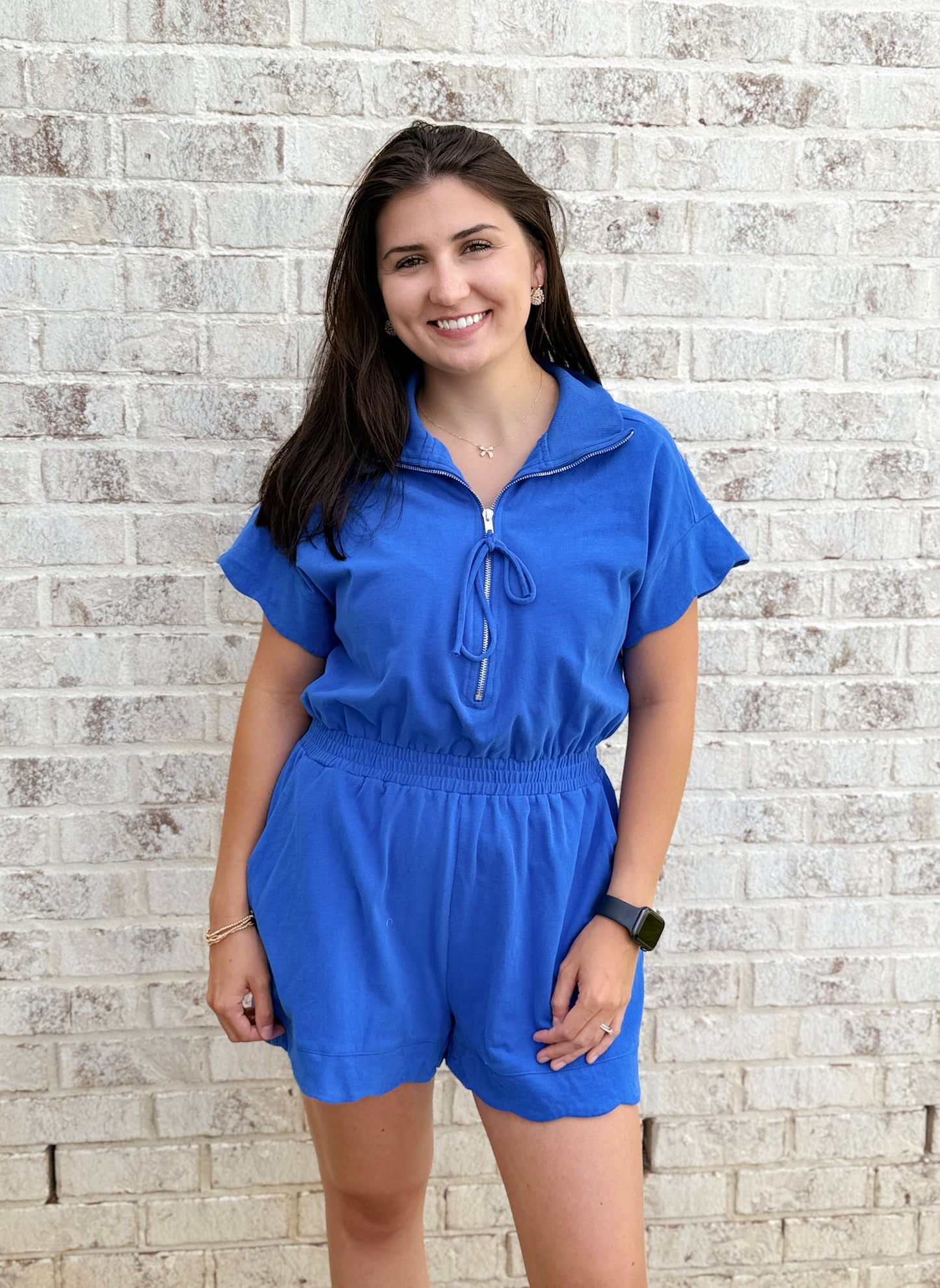Casual Scallop Bow Romper