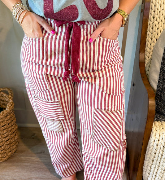 Tie Up Stripe Pants
