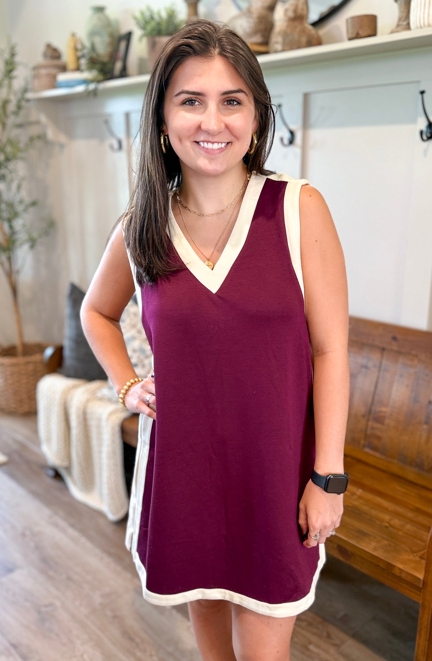 White Trim Simple Dress