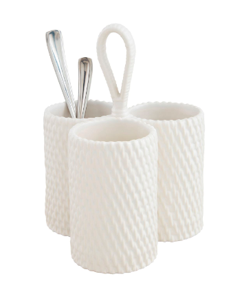 Woven Stoneware Utensil Holder