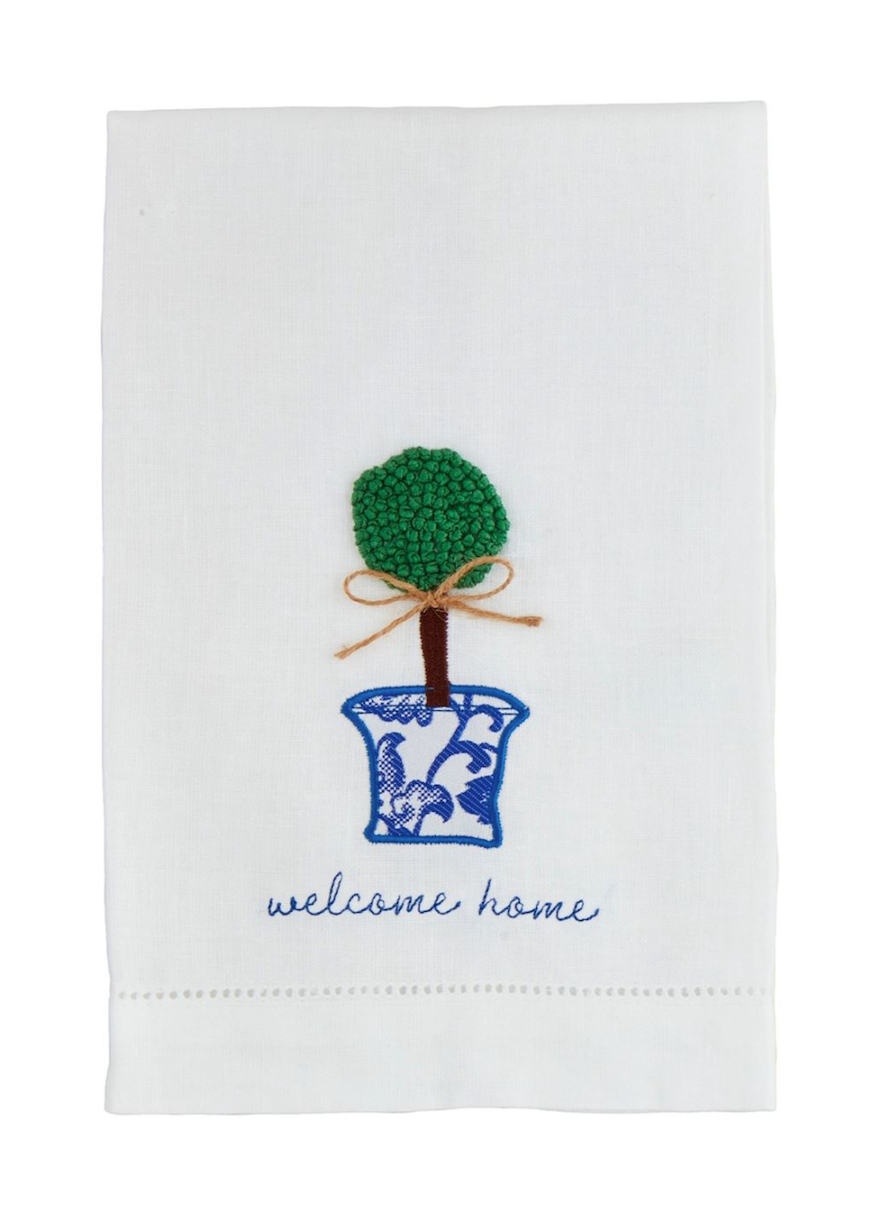 Welcome Boxwood Topiary Towel