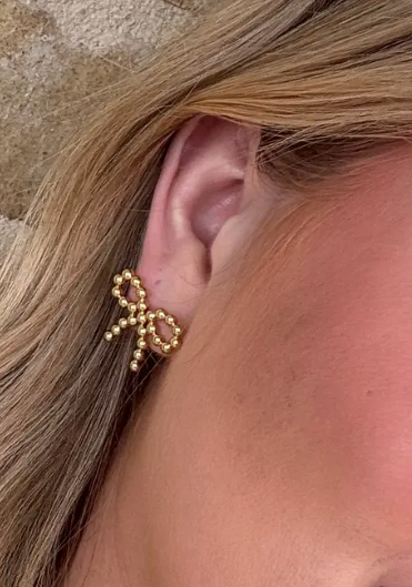 Gold Dot Bow Earrings