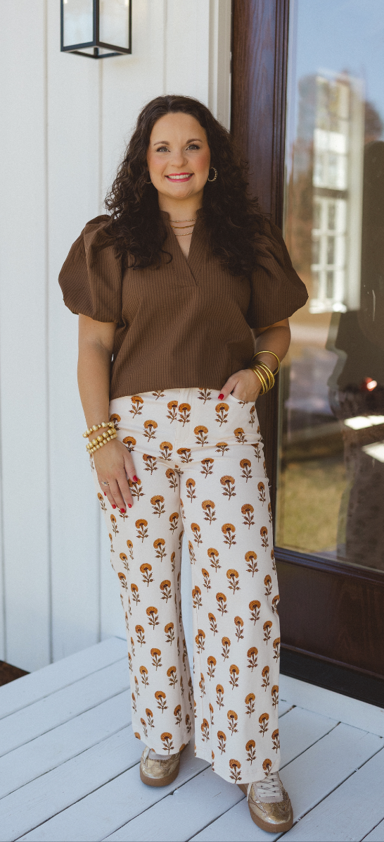 Chocolate Puff Sleeve Top