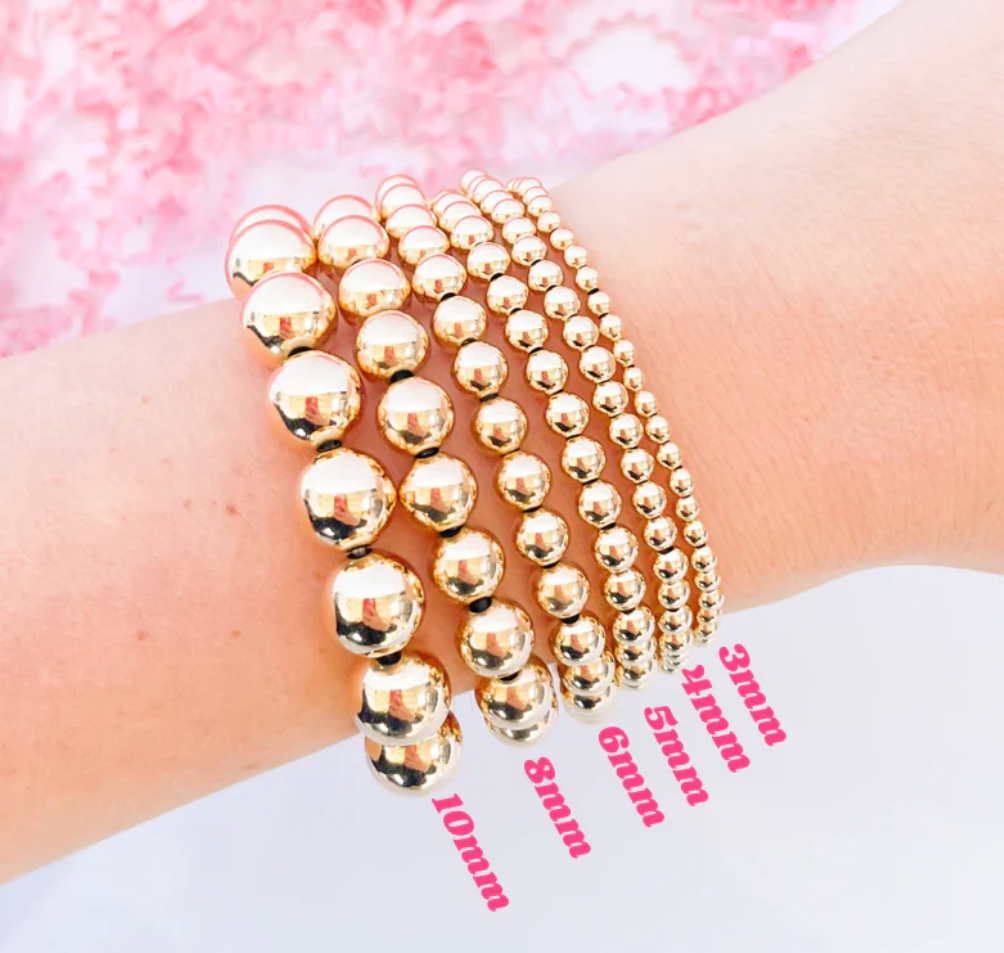 BB 6MM Gold Beaded Bracelet: Extended 7.25