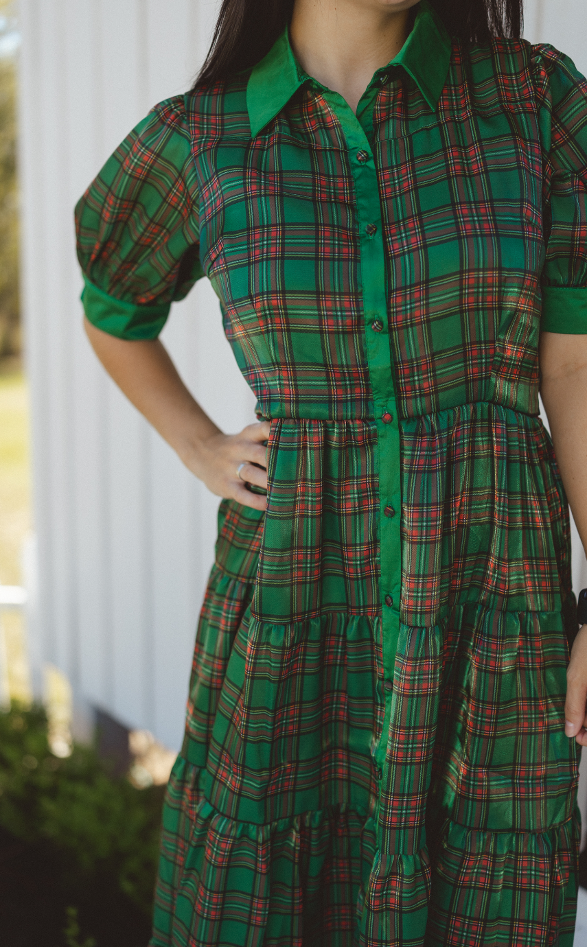 Christmas Plaid Organza Maxi