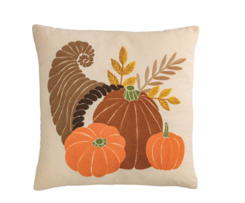Cornucopia Crewel Pillow