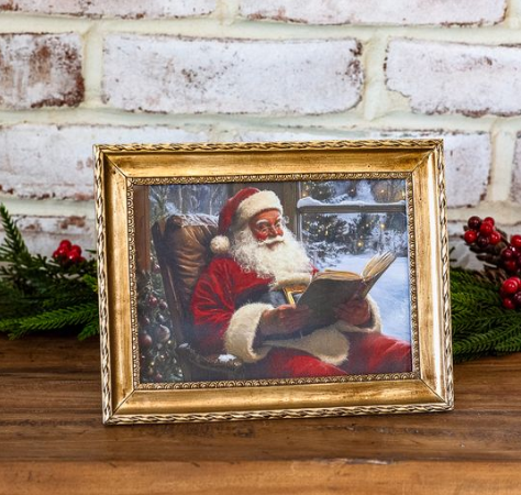 6" Gold Santa Checking List Frame
