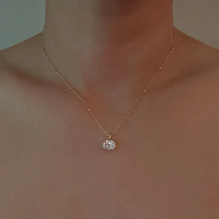 Oval Cut Spark Pendant Necklace