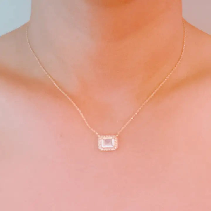 Radiant Emerald Cut Pendant Necklace