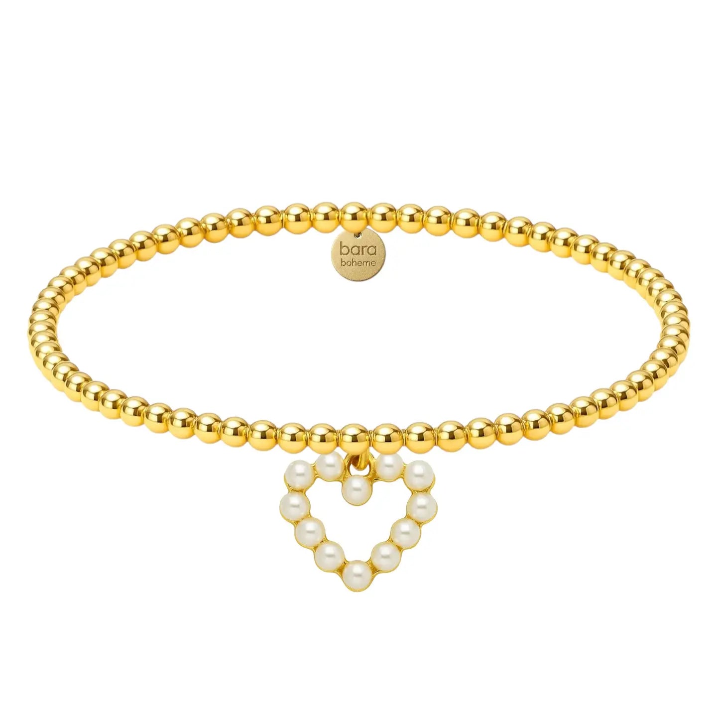 Pearl Heart Charm Bracelet