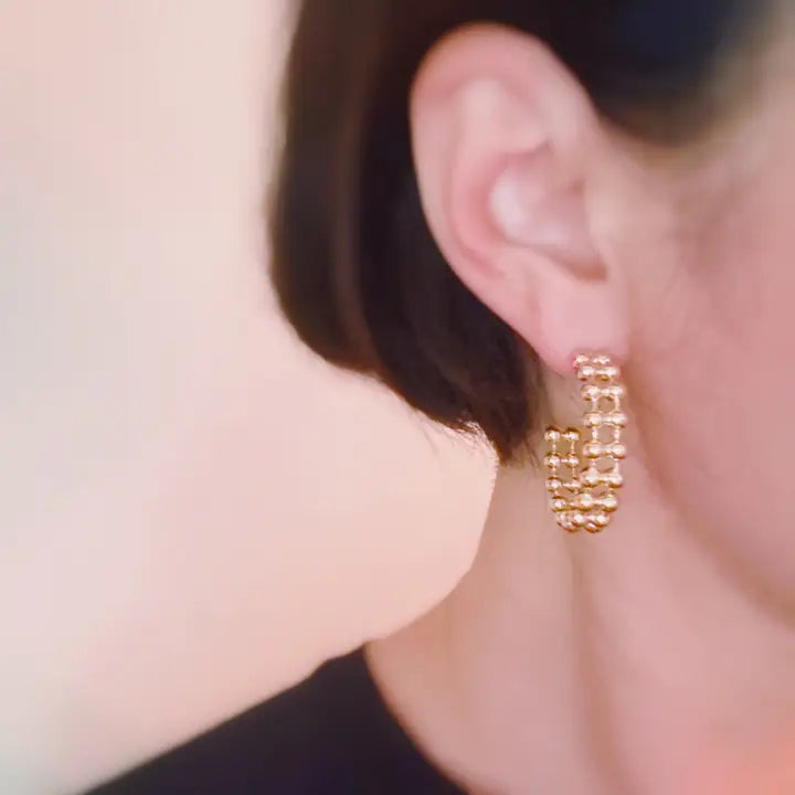 Double Ball Hoop Earrings