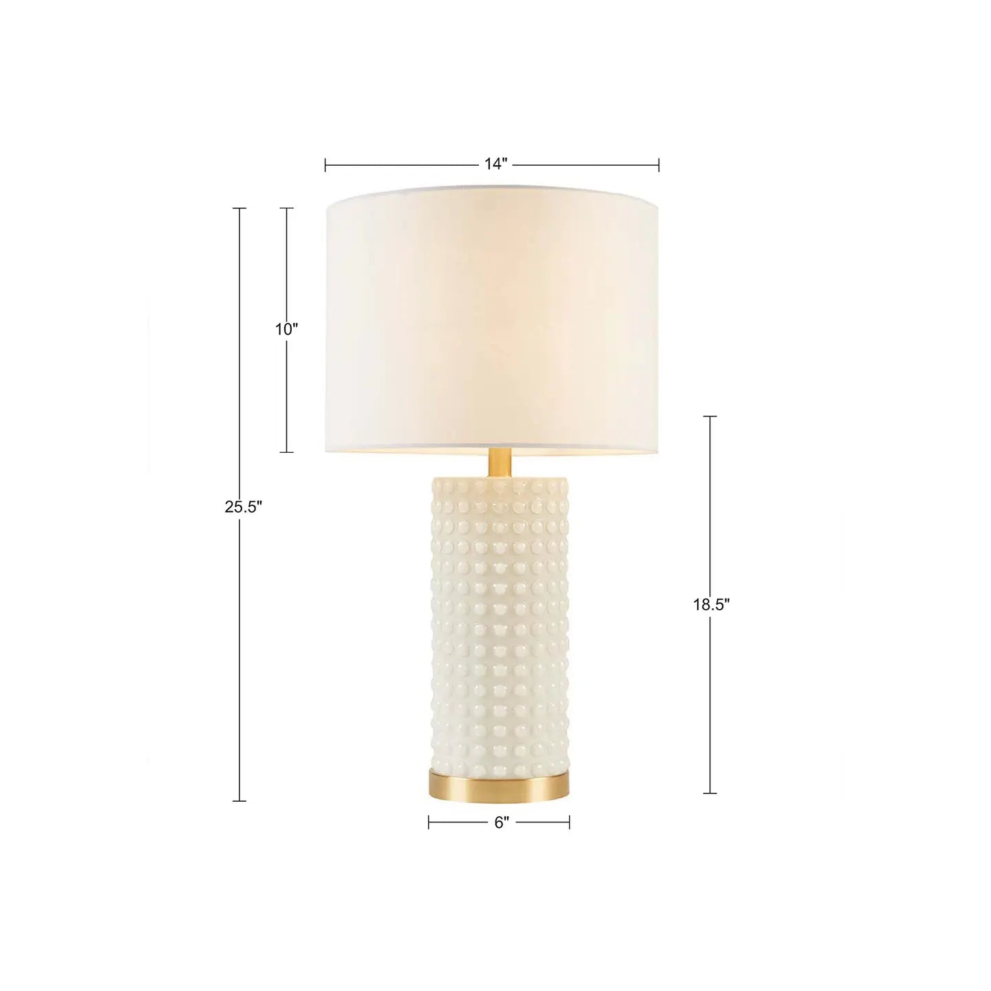 Gold White Glass Textured Dot Table Lamp