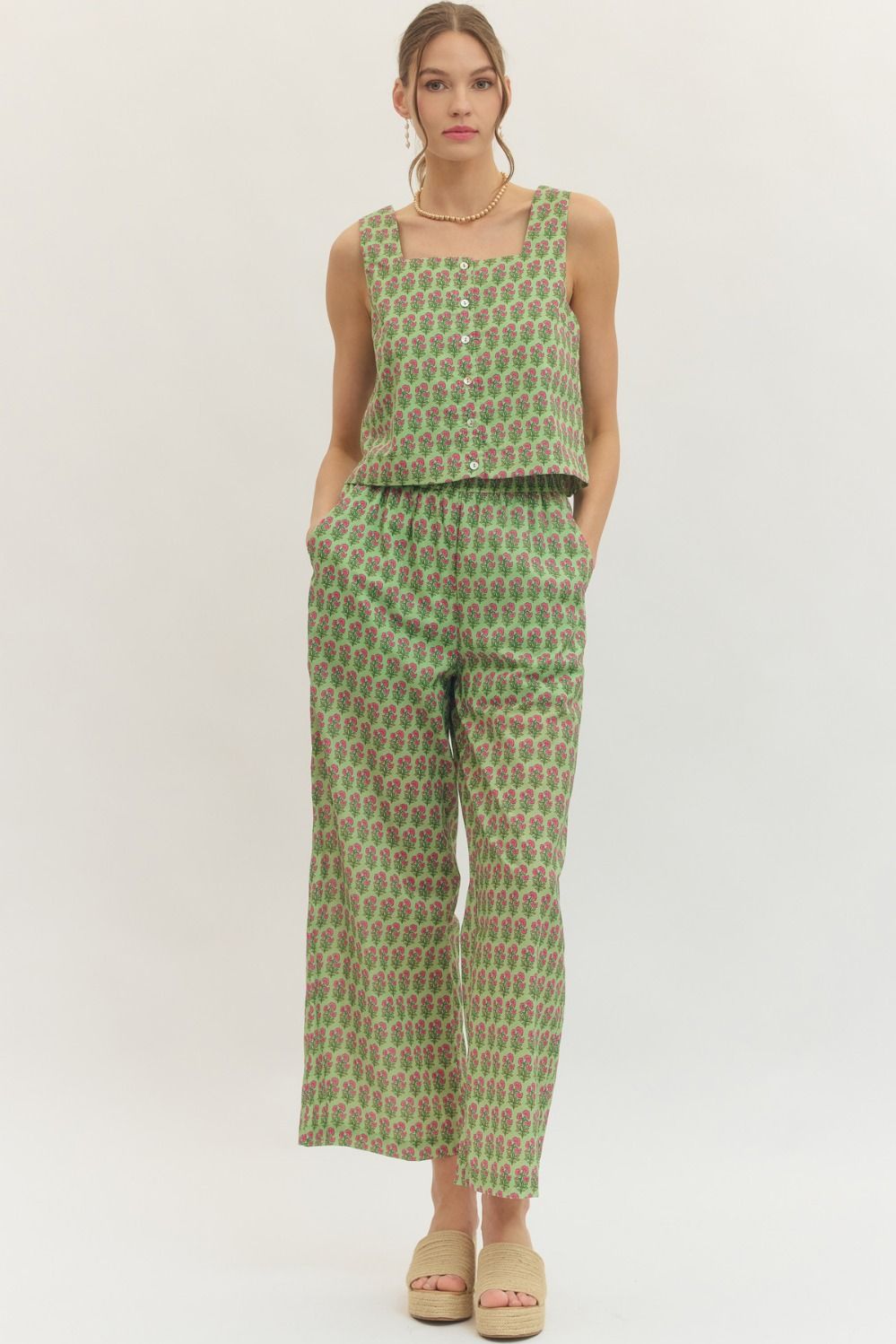 Green Floral Pant Set