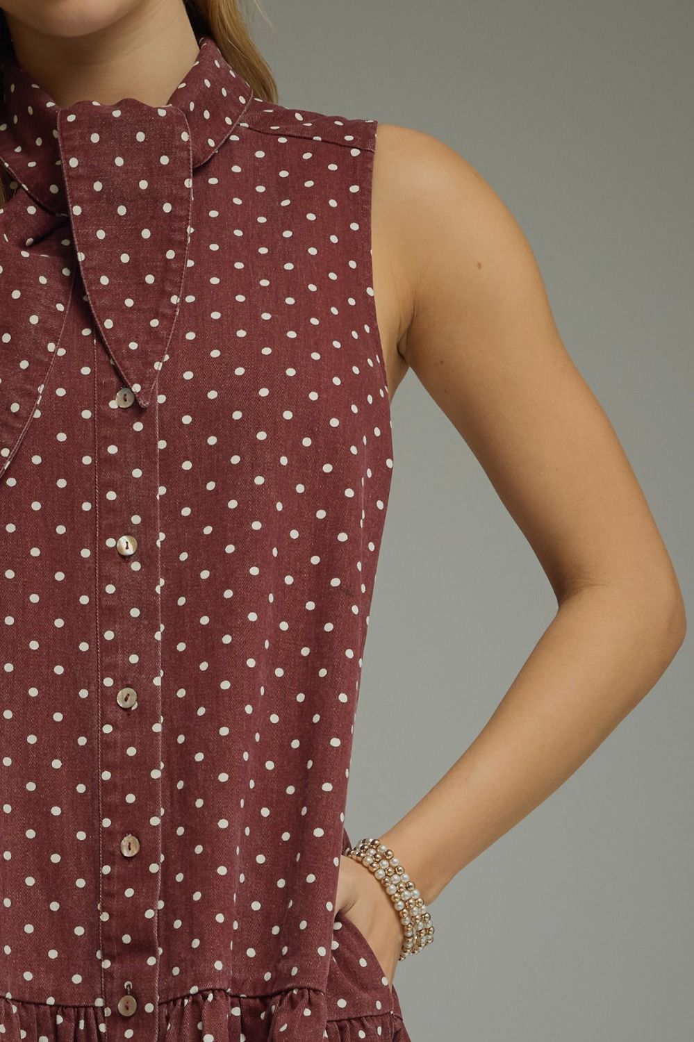Burgundy Mini Neck-Tie Dress