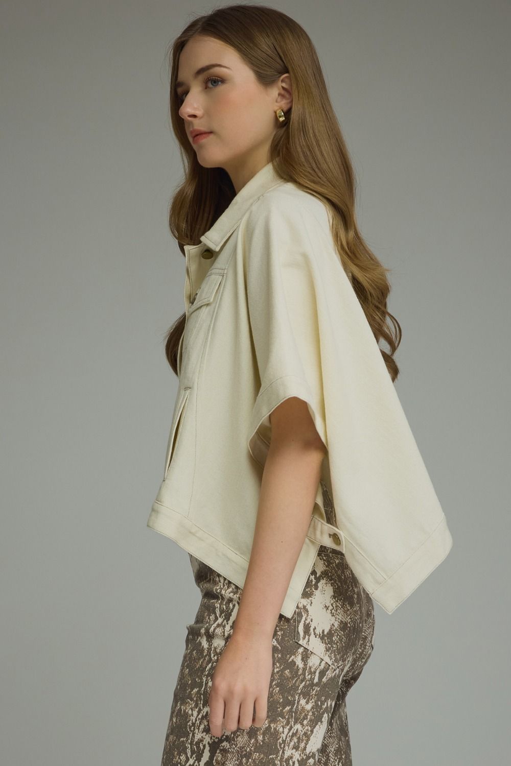 Ivory Denim Short Sleeve Jacket