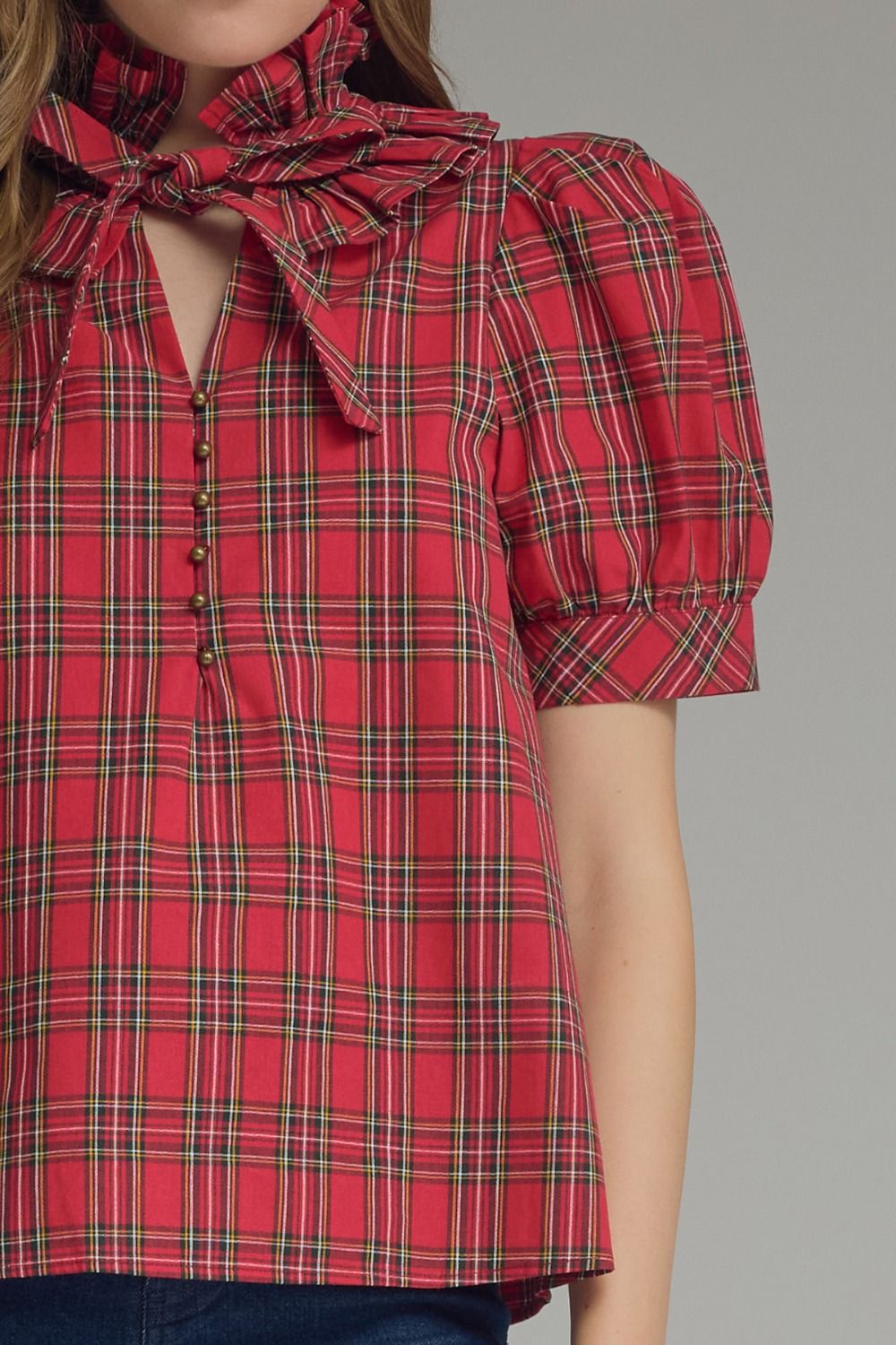 Tartan Bow Blouse