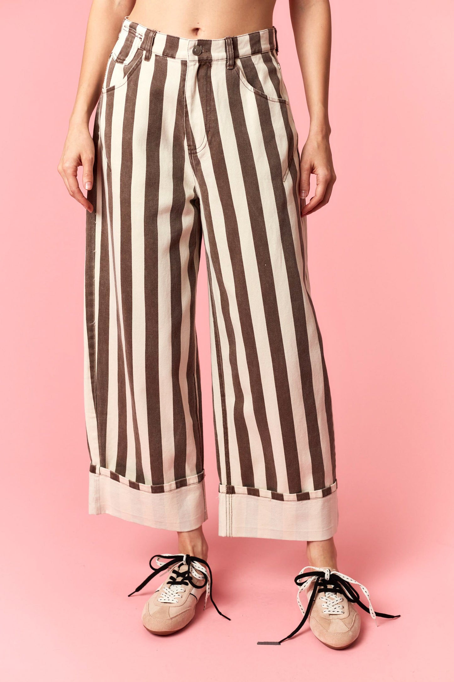Brown Striped Pants