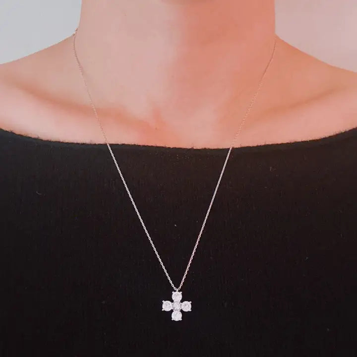 Radiant Mini Cross Pendant Necklace