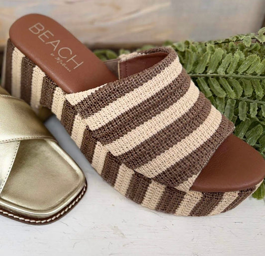 Terry Brown Stripe Wedge