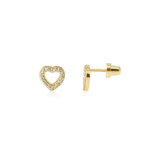 Gold Heart Cz Earrings
