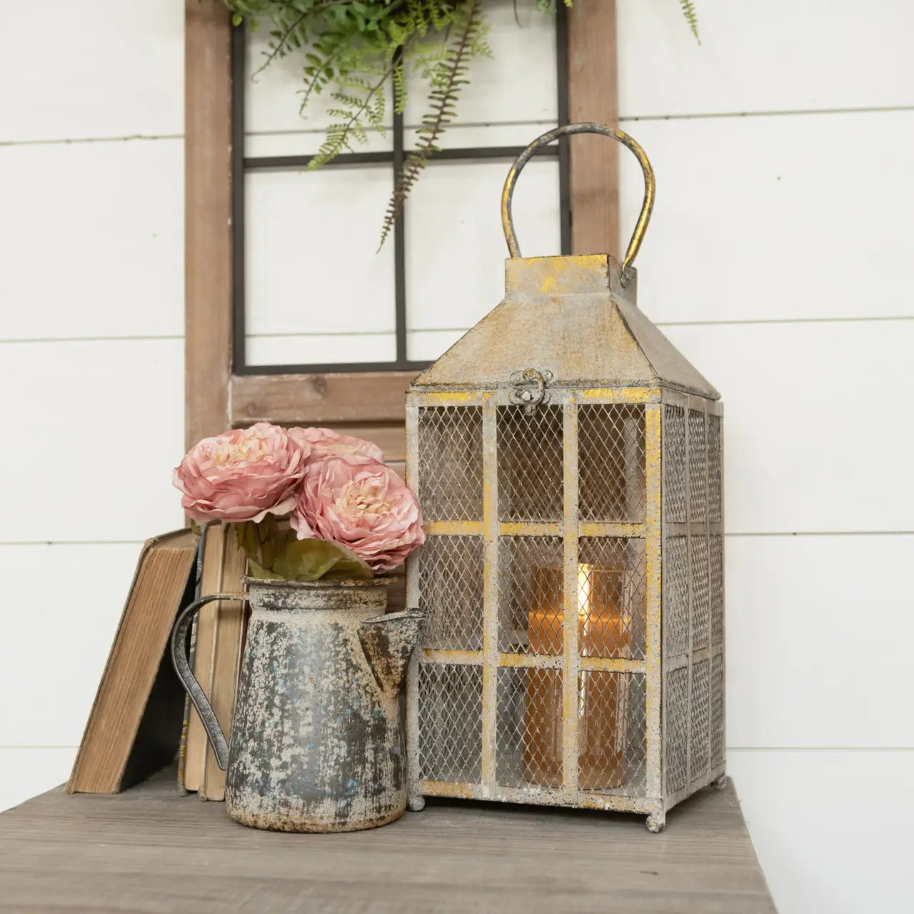 Gold Windowpane Lantern