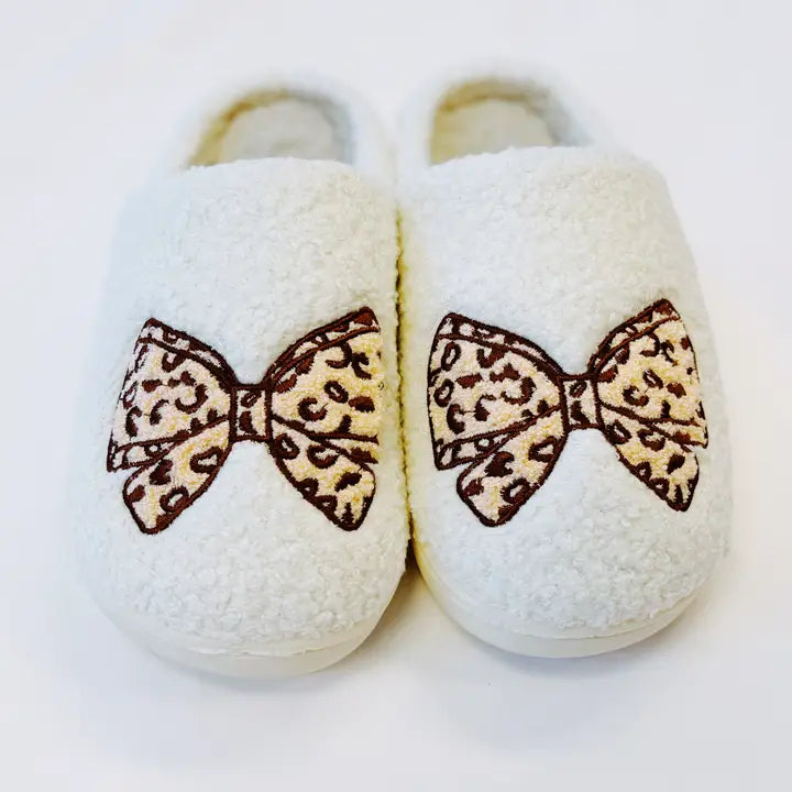 Leopard Bow Slippers