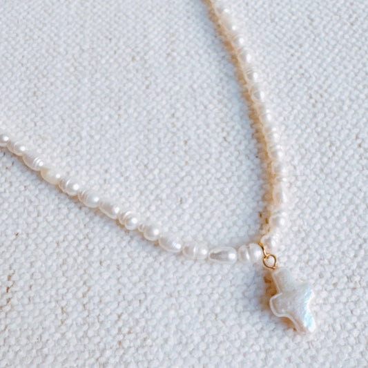 Freshwater Pearl Cross Necklace