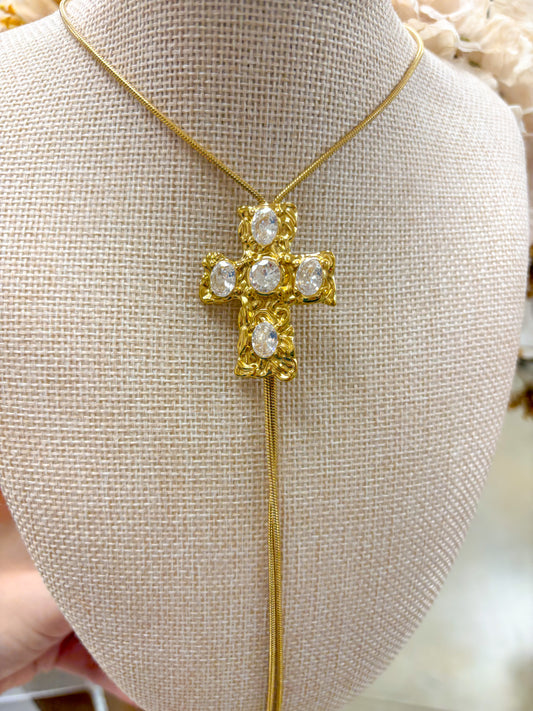 Golden Grace Adjustable Cross Necklace