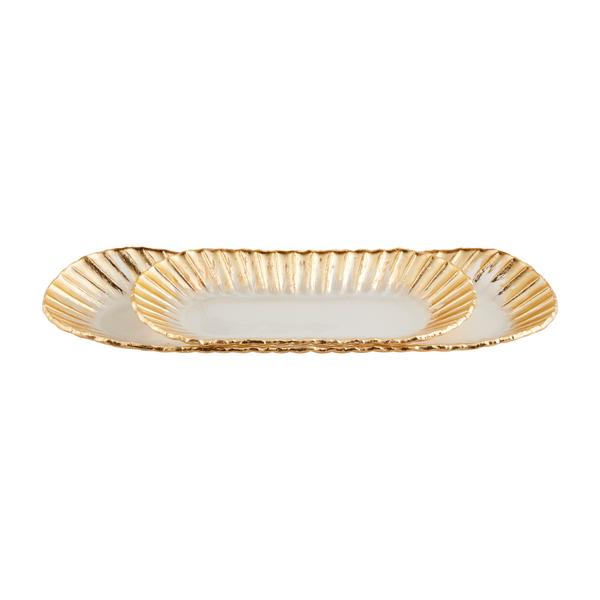 Gold Edge Ruffle Tray Set