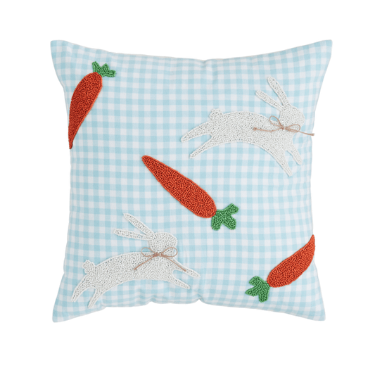 Bunny & Carrot Beaded Pillow
