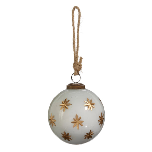 Ivory Etched Ball Ornament