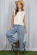 Flared Ruffle Hem Pants