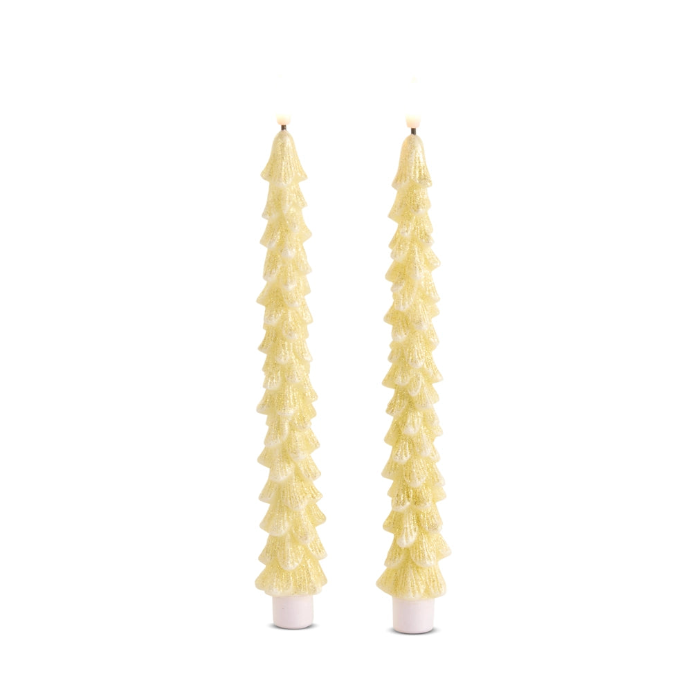 Glitter Gold Tree Taper Candles