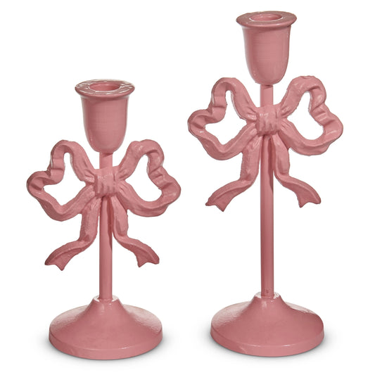 Pink Bow Candlesticks